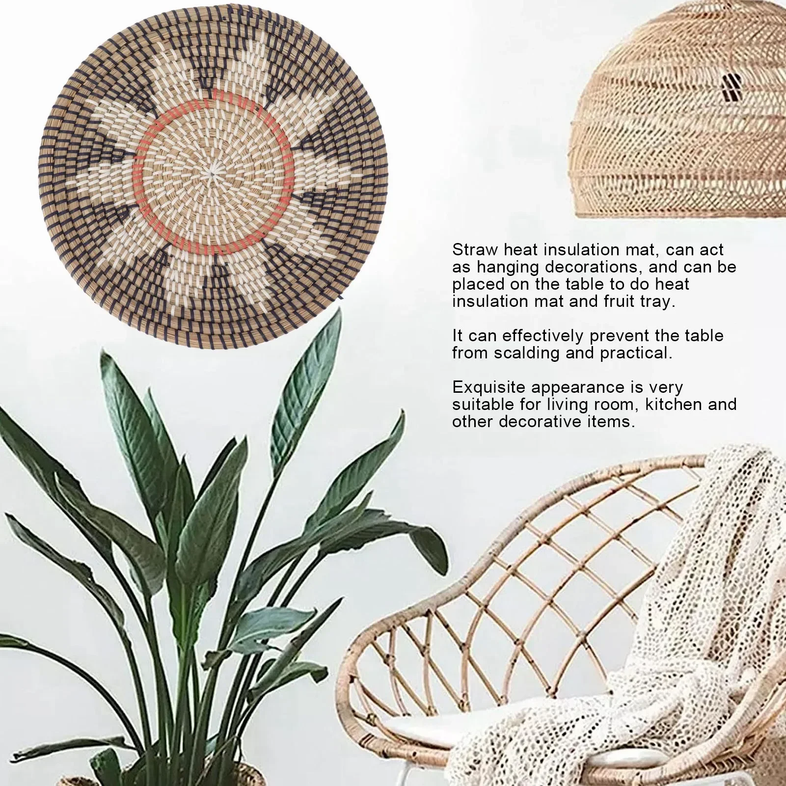 Round Grass Wall Ornaments 35c - Rattan Plant Basket recension och pris